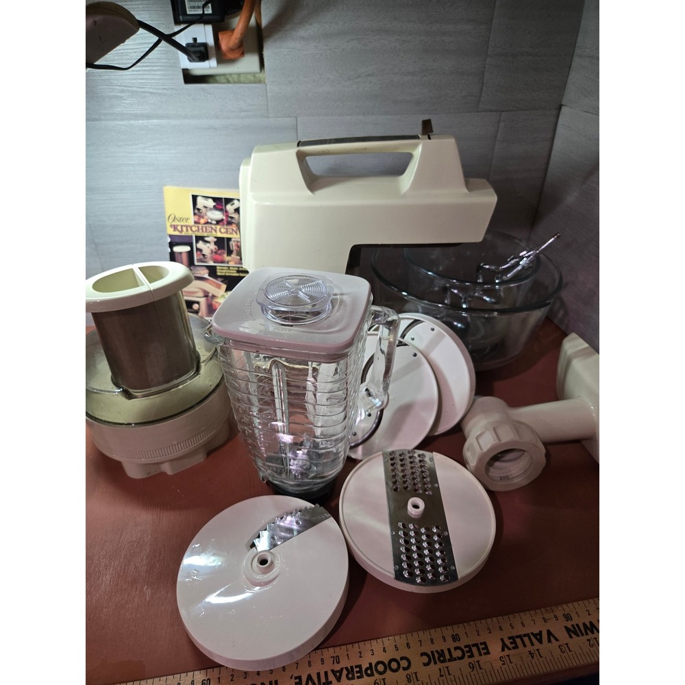 Vintage Oster Regency Kitchen Center 10 Speed Mixer Blender Food Processor Set